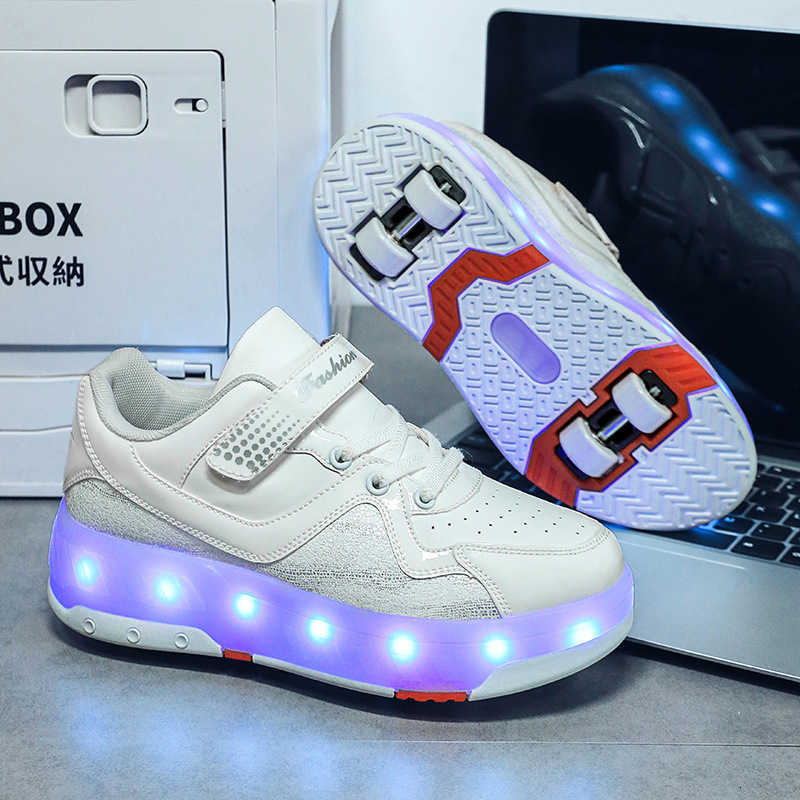 Children's walking shoes, student roller skates, girls' walking shoes, double-wheel deformed roller skates for boys W250407