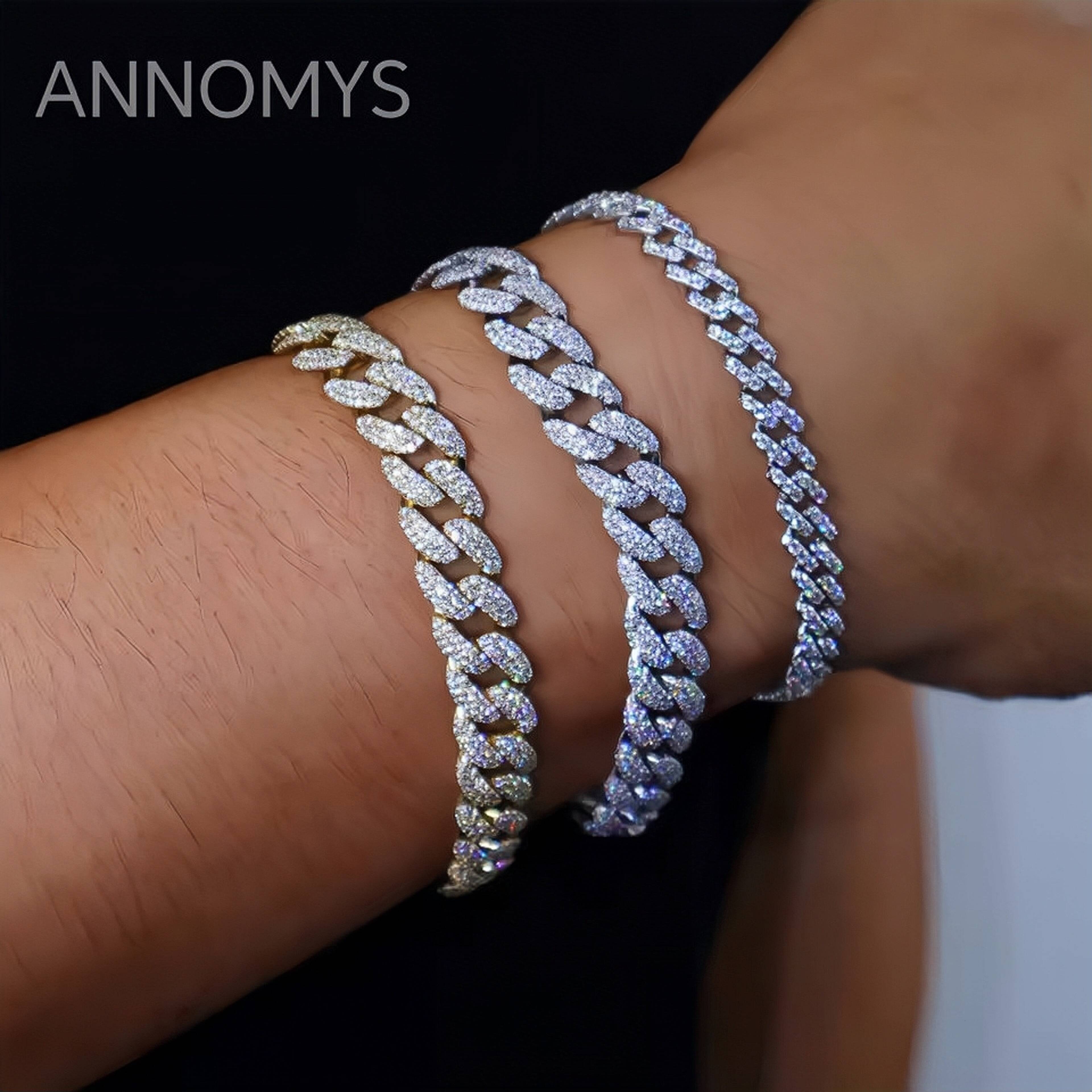 Wholesale Custom 6 8 10 mm 925 Sterling Silver Hiphop Jewelry Iced Out Moissanite Cuban Bracelet Cuban Necklace