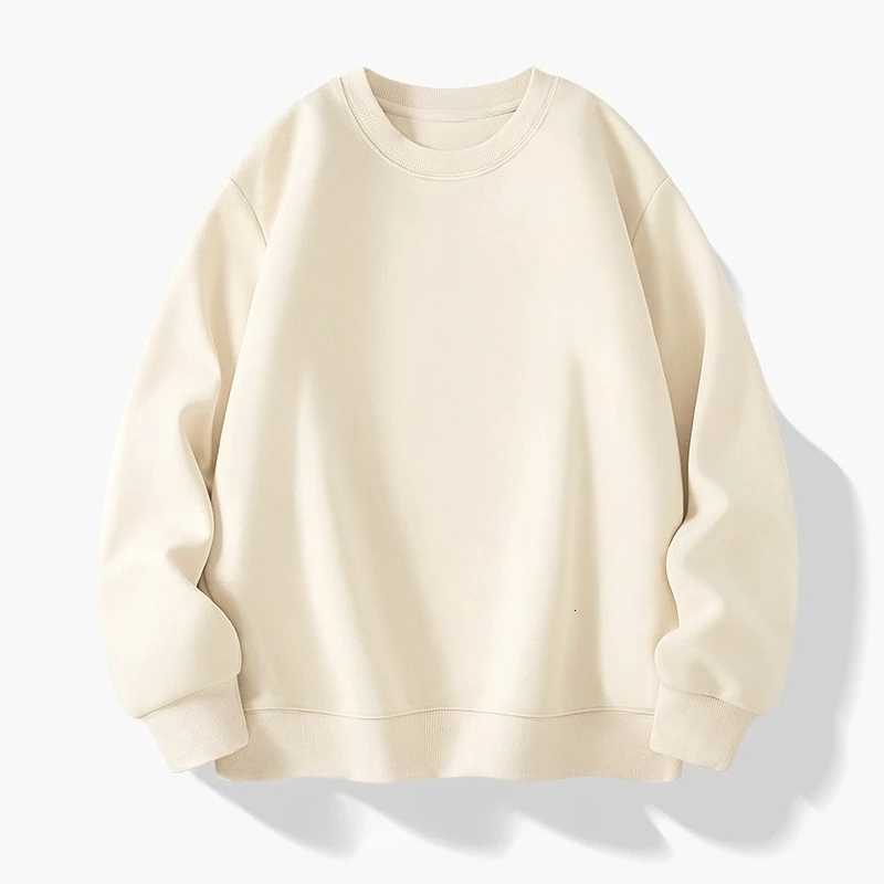 mens and womens Solidcolor Crewneck hoodie suitable highstreet American style heavyweight longsleeved top for couplesZ250918