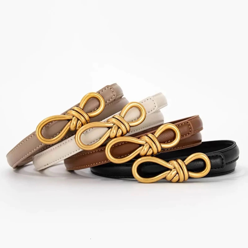 2024 Retro Gold Belt Genuine Leather Women Fashion Knot Buckle Waistband Cummerbund For Dress Jeans 250917