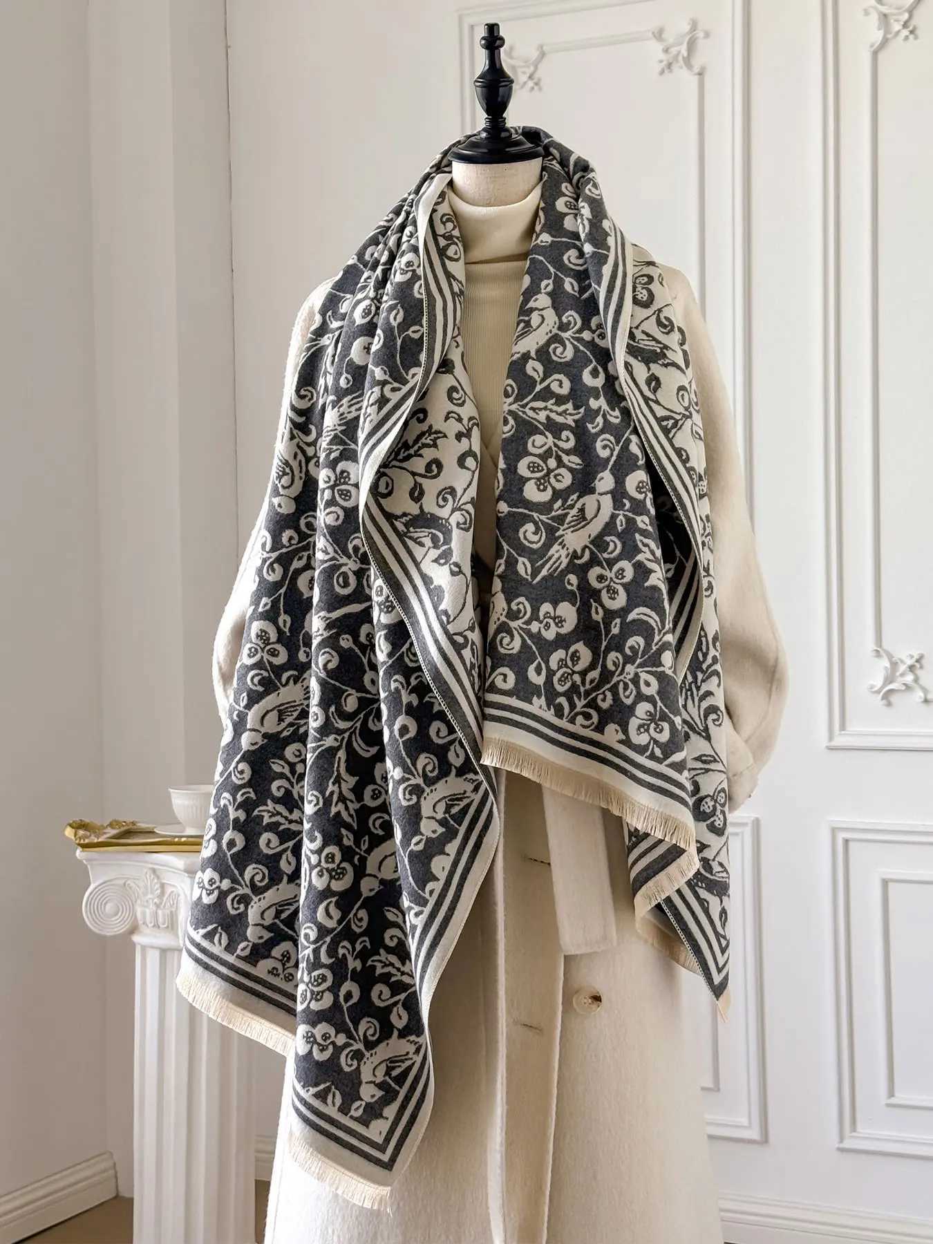 Prum Printed Scarf for Ladies Toasty Winter Faux Cashmere Shls Fem P Blanket Wrs Stole Y250918