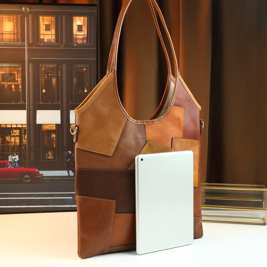 2025 Autumn/Winter New Retro Patch Leather Design Handbag Light Luxury Elegant Style Women's Underarm Bag Designer Bag