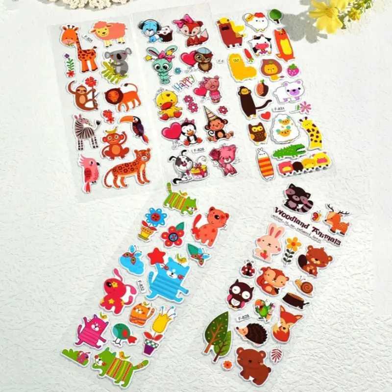 10 Sheets Kids Stickers Cartoon Animal Puffy Sticker Birthday Christmas New Year Gift for Girl Boy Cartoon Scrapbooking Stickers C250918