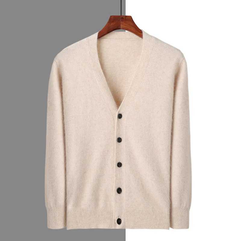 Hot selling new product 100 pure mink cashmere mens cardigan sweater casual simple knit cardigan long sleeved jacket mensZ250918