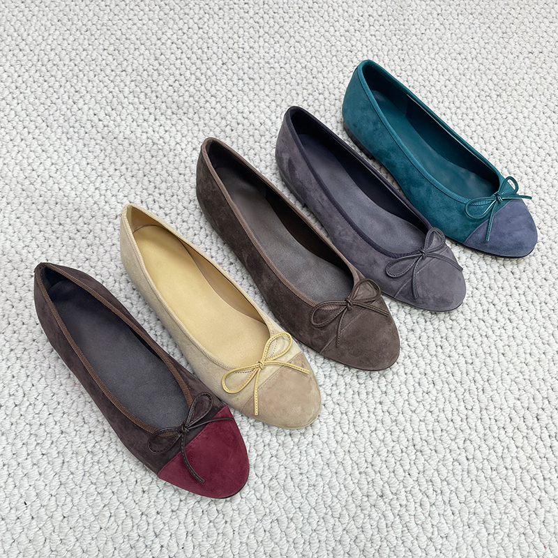 Hot Sales Ballet Flats Designer Loafers Women Suede Ballerine Shoes Bow Sandals Fashion Dress Shoes Girls Boat Shoes 891