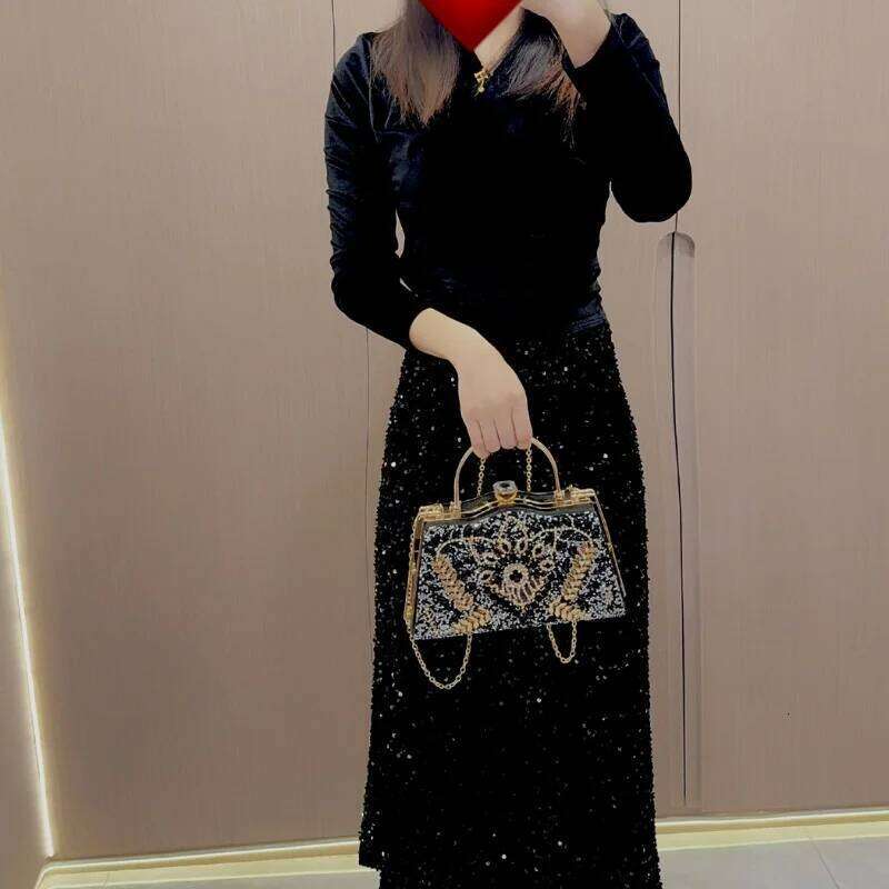 Designer Bags 2025 Exquisite Women Chain Shoulder Evening Bag Party Banquet Glitter Purse Lady Elegant Wedding Clutches Handbags Luxury Bag