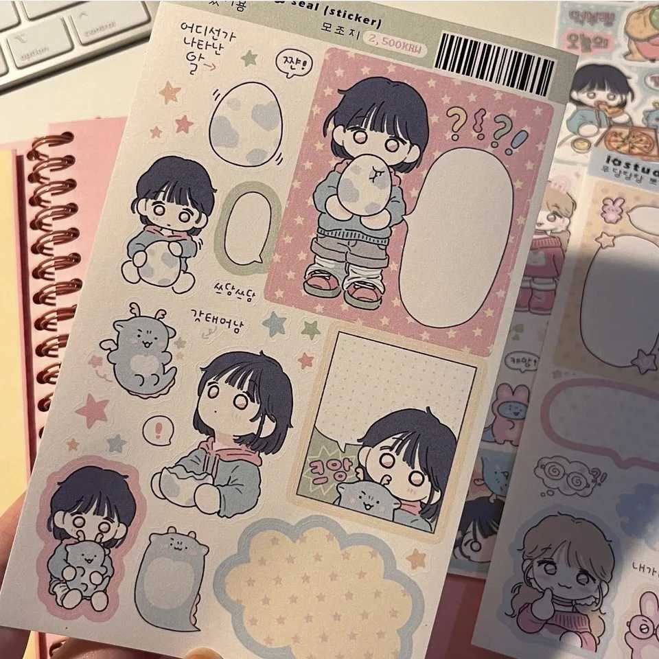 Korean Cute Cartoon Girl Stickers Kawaii Sweet Character Stickers Hand Account Scrapbook Notebook Diary DIY Decorative Stickers C250918