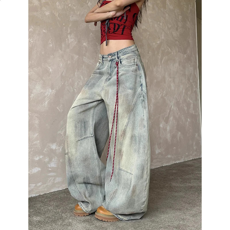 Womens Light Blue Y2k Baggy Jeans Harajuku Aesthetic Japanese 2000s Style Denim Trousers Vintage Cargo Pants Trashy Clothes Z260313