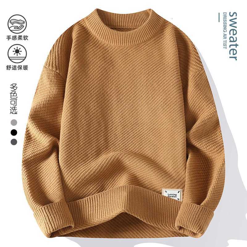 Mens Fashion Solid color pattern Sweaters 2024 AutumnWinter Loose Knittwear Men sweater youth Thick Warm wool pullovers M4XLZ250918
