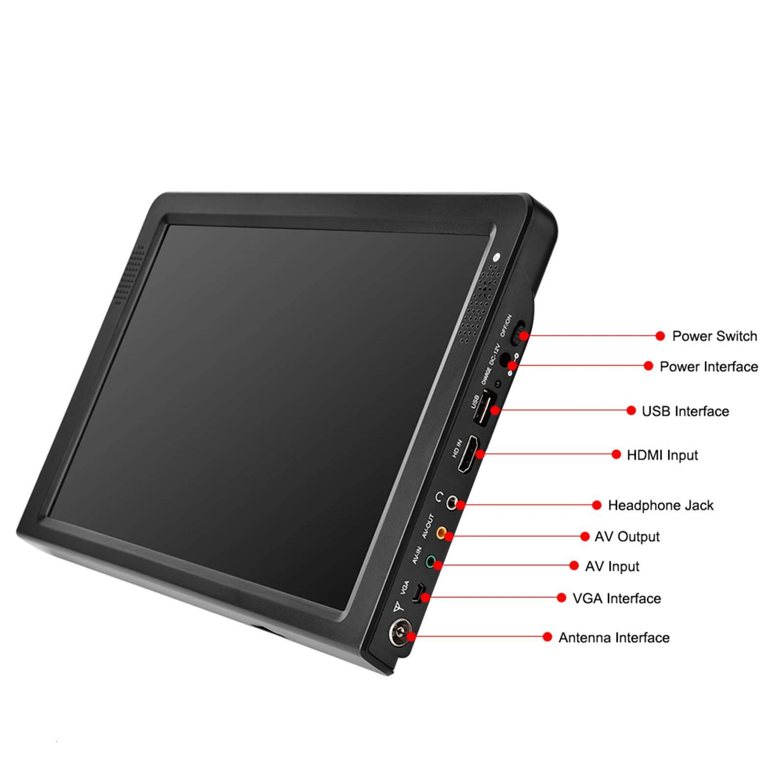 Portable 16:9 TFT LED HD TV Digital Analog Color Teion Player With Remote Mini Monitor For Home Car Travel