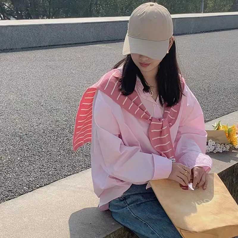 New striped knitted wen shl cardigan versatile thin spring summer Korean version airconditio ro Tie Woolen scarf Y250918