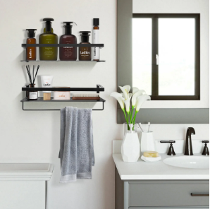 2-Pack Stainless Steel Shower Shelves, Wall Mounted Bathroom Storage Organizer - Rustproof Floating Shelves for Shower Caddy, Kitchen, Bathroom with S