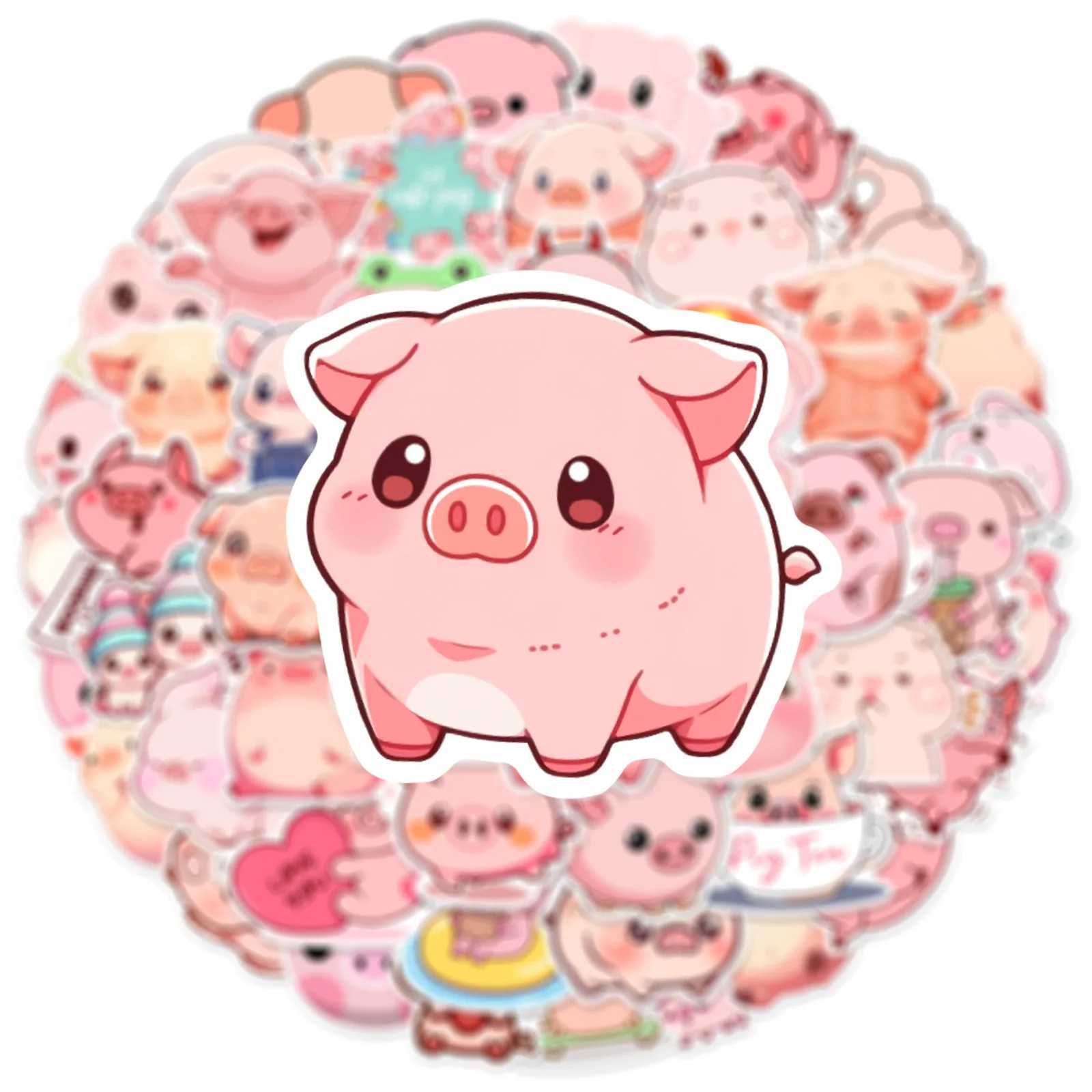 50pcs Cute Little Piggy Cartoon Graffiti Animals Stickers Phone Guitar Laptop Suitcase Water Bottles Waterproof Sticker Gift C250918