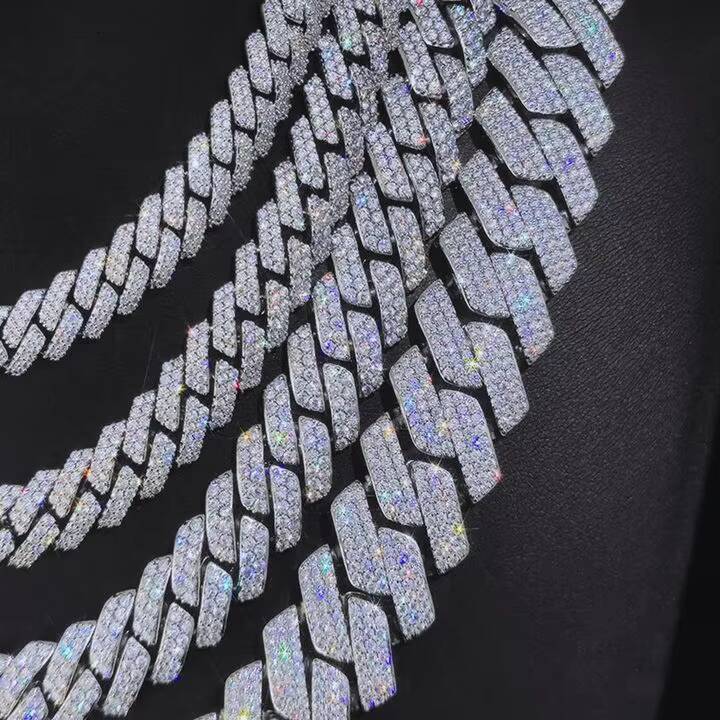 High Quality 820mm 925 Sterling Silver VVS Miami Moissanite Diamond Iced Cuban Link Chain Necklace Cuban Hip Hop Jewelry