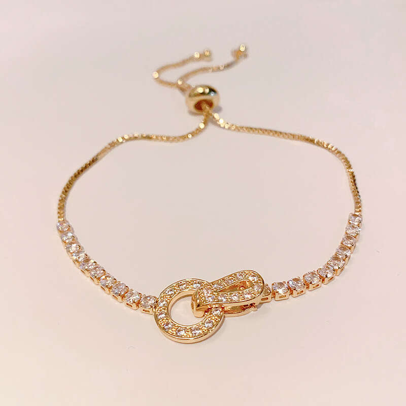 New Korean Style Round Bag Full Dia Zircon Bracelet for Women, Niche Design, Fashionable Versatile Light Jewelry ddmypluto