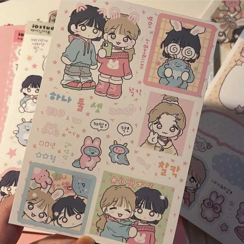 Korean Cute Cartoon Girl Stickers Kawaii Sweet Character Stickers Hand Account Scrapbook Notebook Diary DIY Decorative Stickers C250918