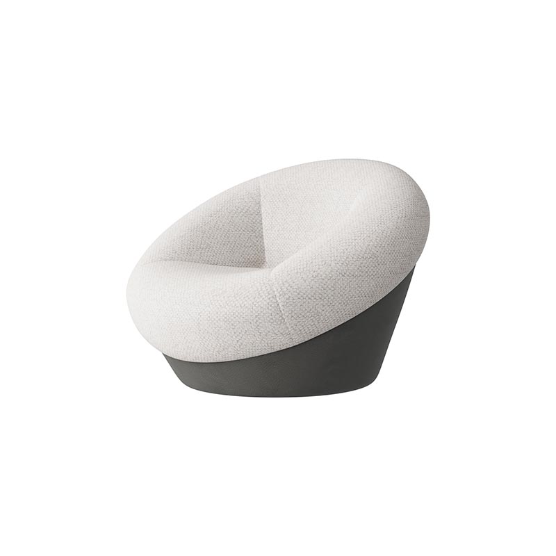 Living Room Furniture Modern White Fabric - Upholstered Pinecone - Shaped Lounge Chair with Grey Base