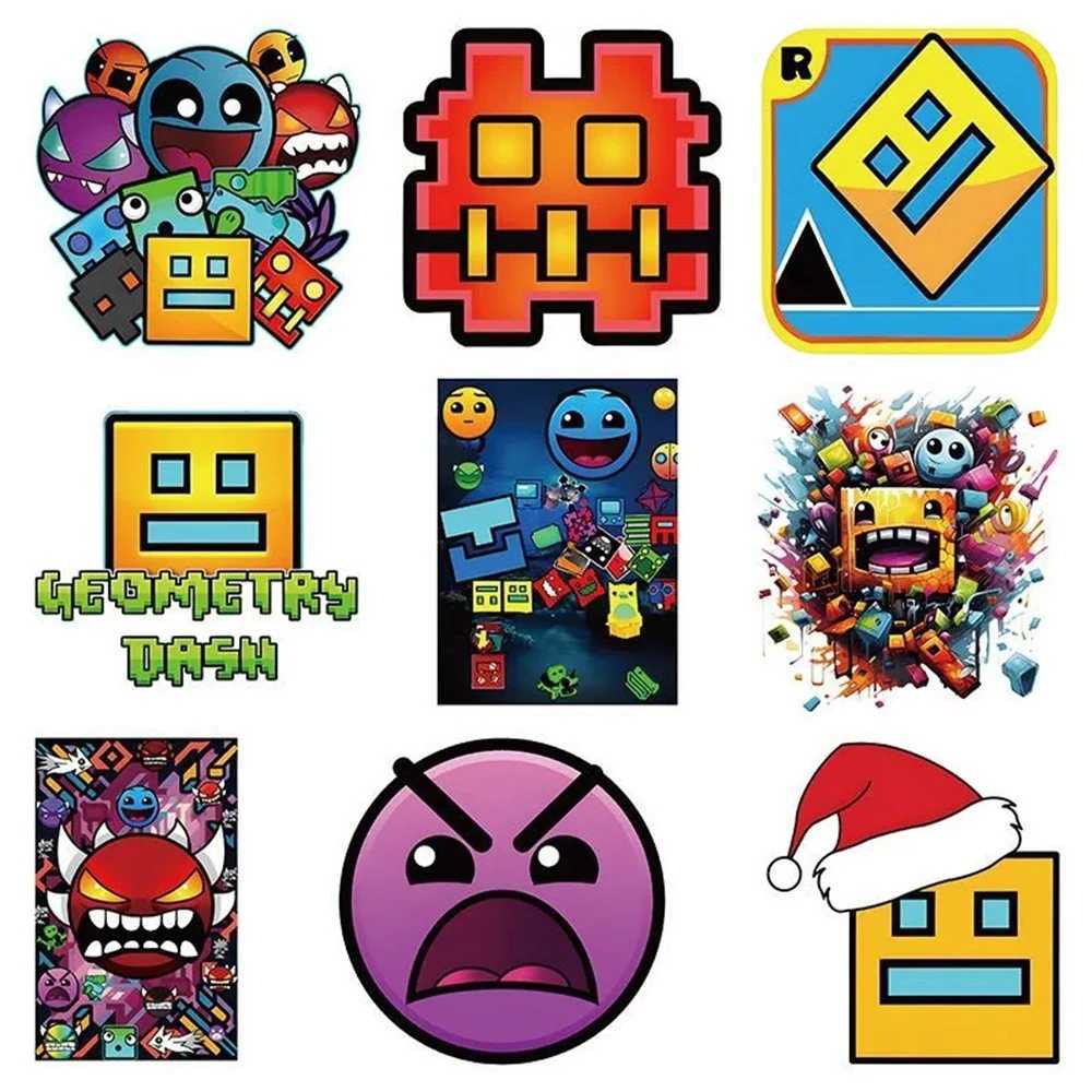 103050pcs Cute Cartoon Game Stickers Geometry Dash Decals for Water Bottle Phone Csae Laptop Skateboard Fun for Kid Toys C250918