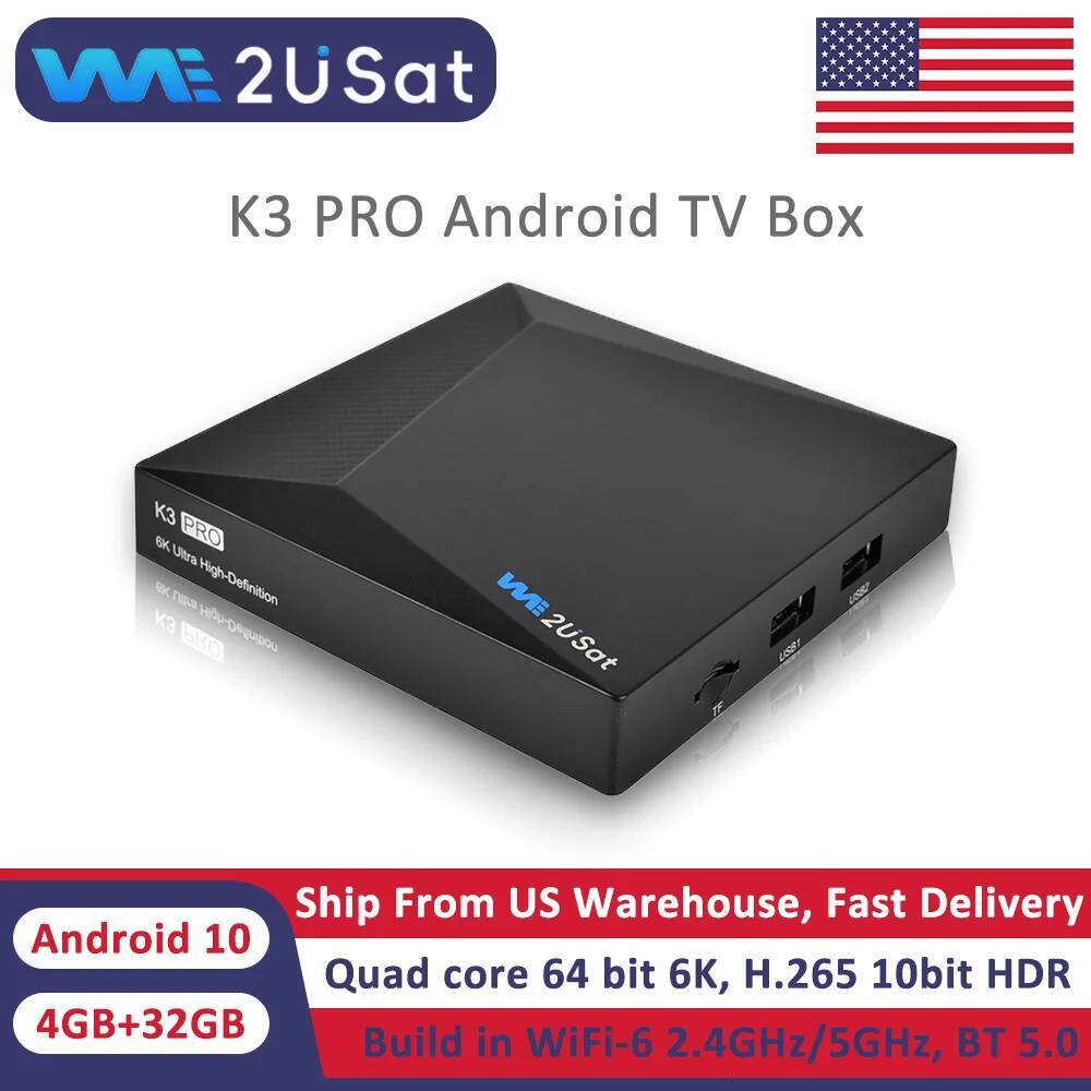 K3 Pro Android 10.0 4Gb+32Gb 6K HDR TV Set-Top Box Quad Core 64 Build In Wifi-6 2.4Ghz/5Ghz BT 5.0 H.265 10 Bit For The US