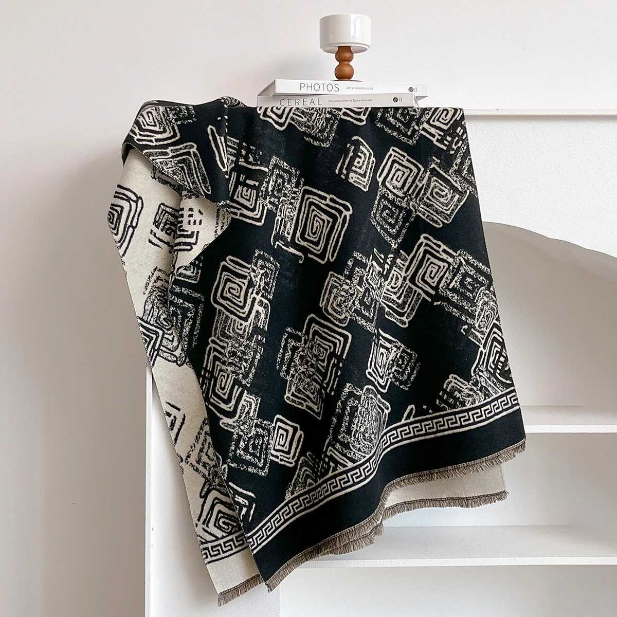 Winter Warm Wens Fashion Scraves Poncho Imitation Cashmere Thick Shl Wr Fem Blanket Bufanda Echarpe Scraf Y250918