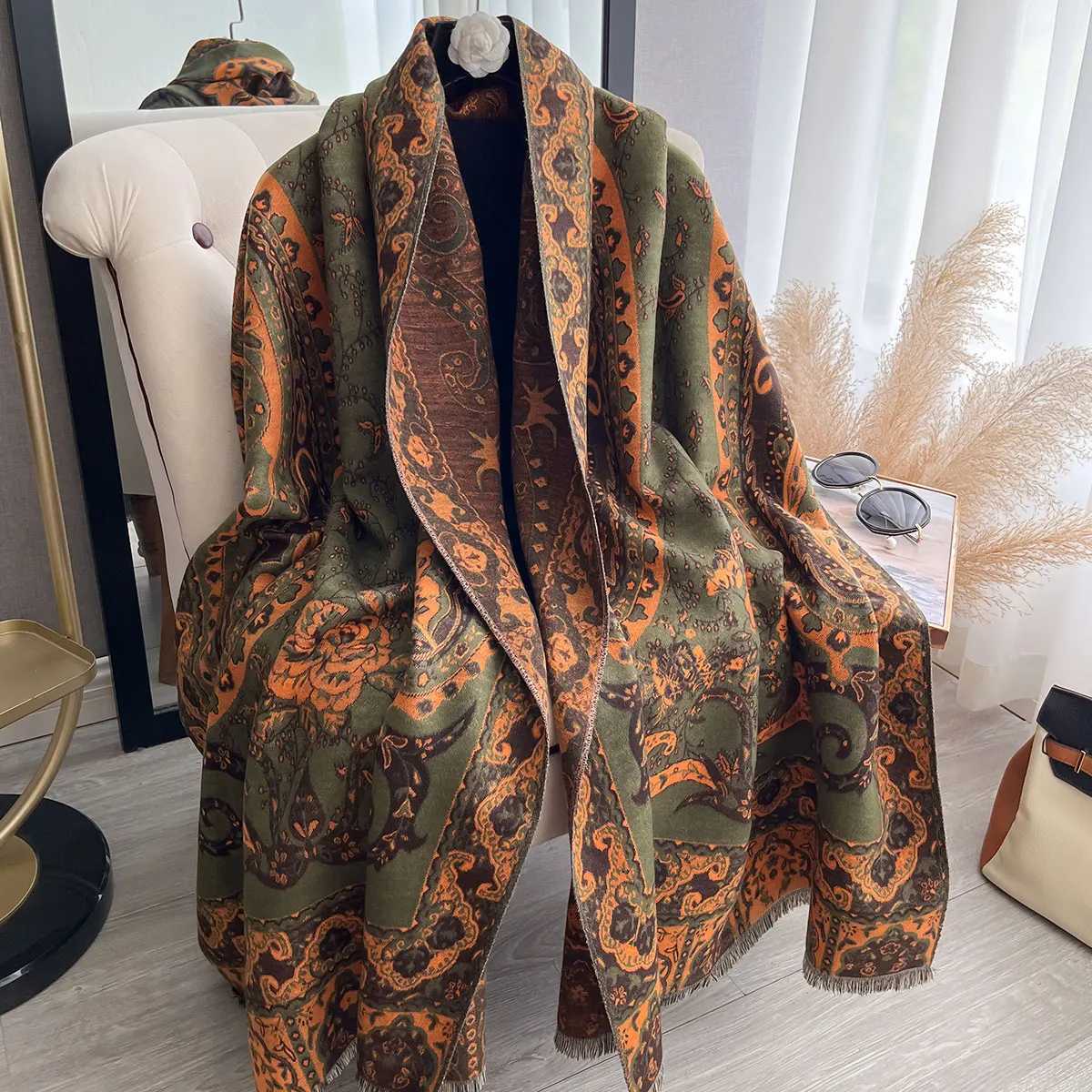 2025 Wens Winter Luxury Imitation Cashmere Paisley Scarf Shls Wrs Bufanda Hijab Travel Echarpe Warm Blanket Y250918
