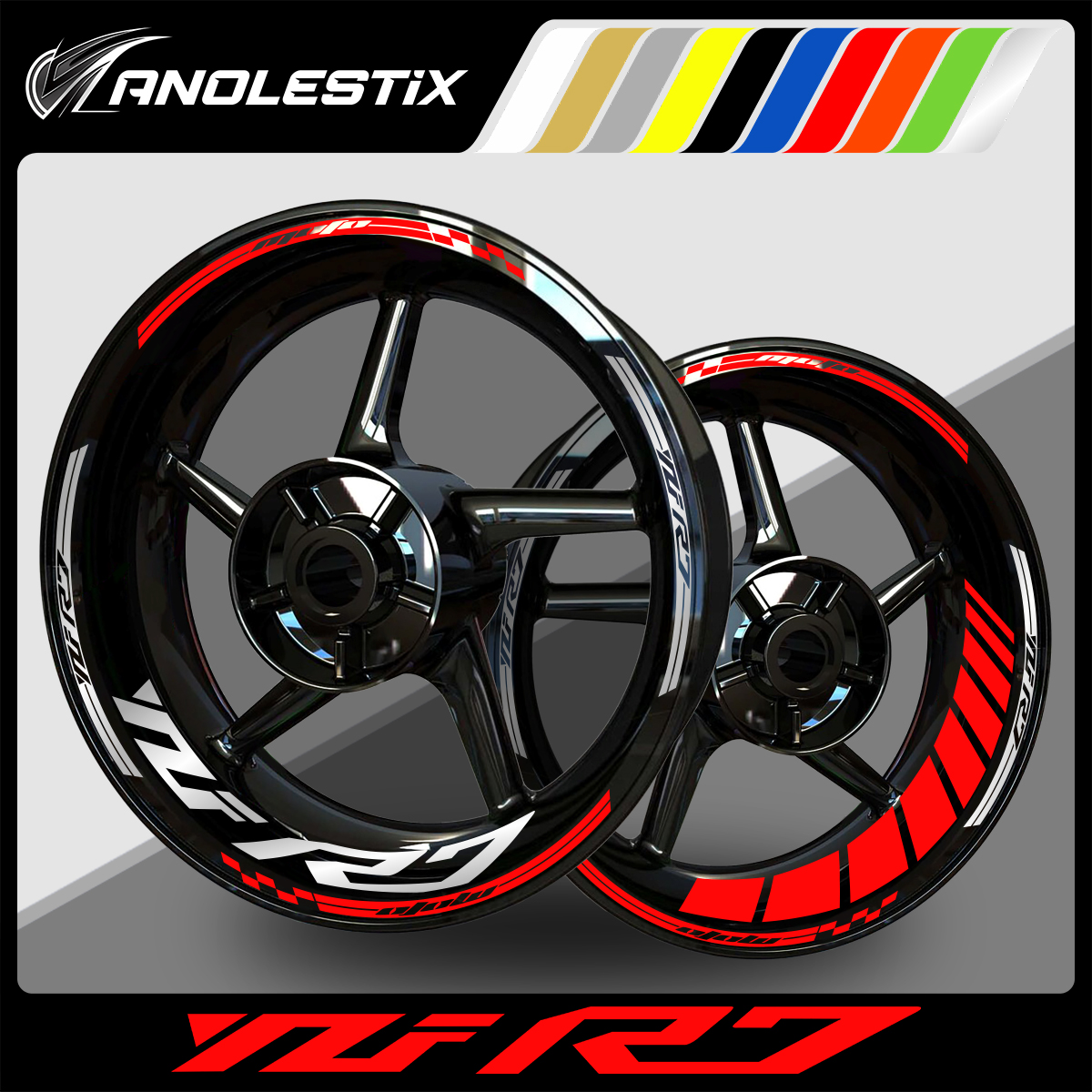 For YAMAHA YZF R7 AnoleStix Reflective Motorcycle Wheel Sticker Hub Decal Rim Moto Stripe Tape