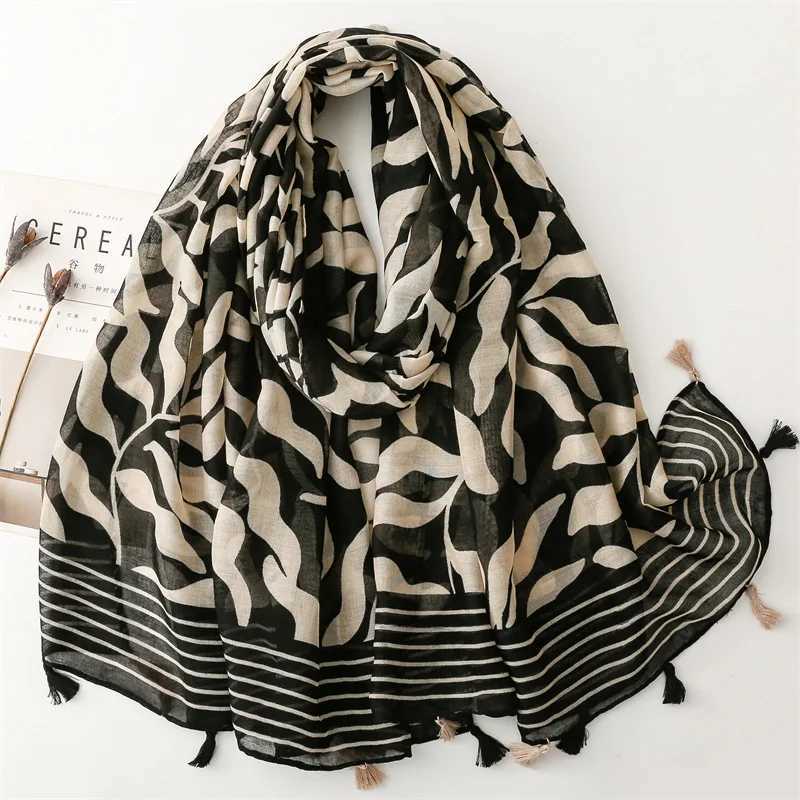 Luxury Wen Scarf Summer Beach Shl Cotton Linen Feeling Tassel Muslim Hijab Wr La Viscose Scarf Y250918