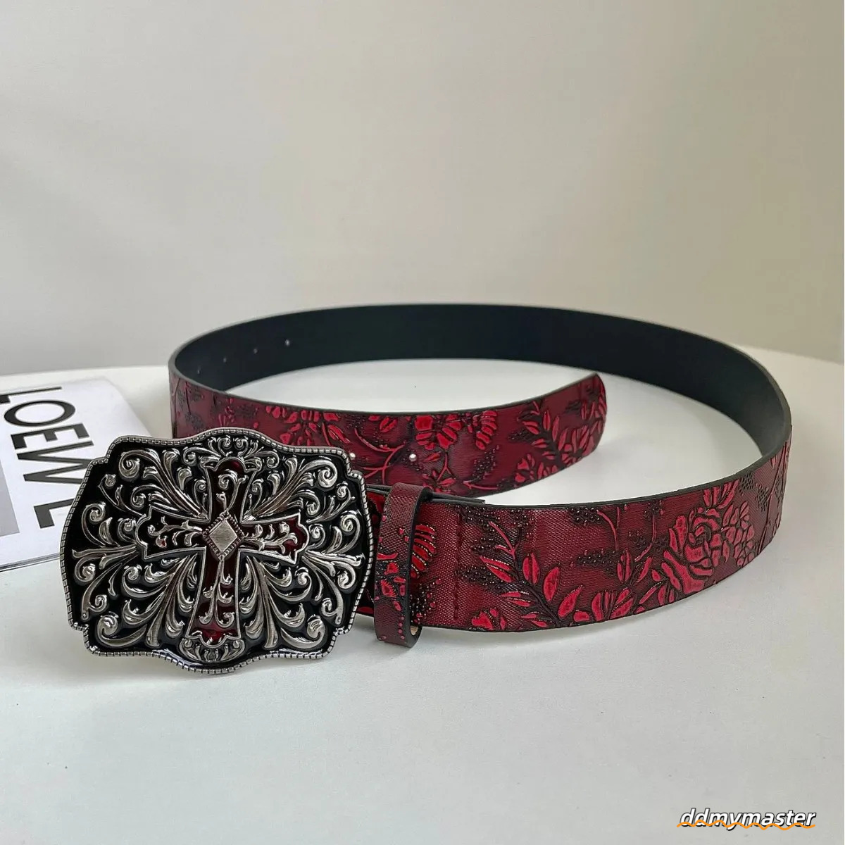 Designer Casual Woman Men Leather Belts Fashion Smooth Buckle Belt With Floral Patterns Strap ddmymaster