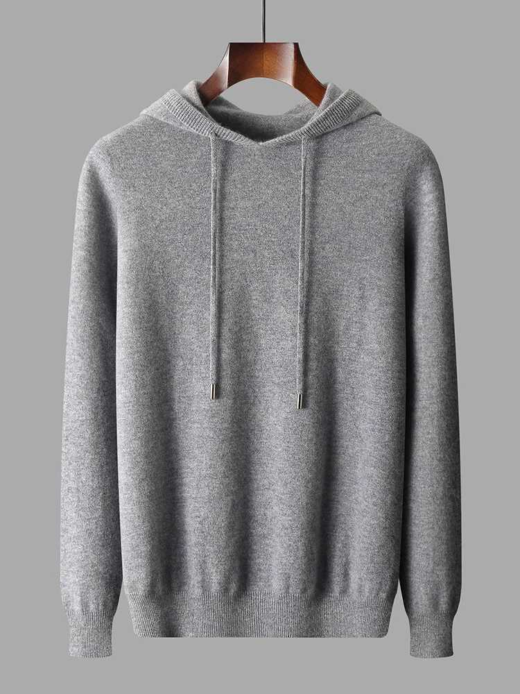 Merino 100 Wool Mens Hoodie Firstline Ready To Wear Casual Fashion Pullover Hooded Knitted SweaterZ250918