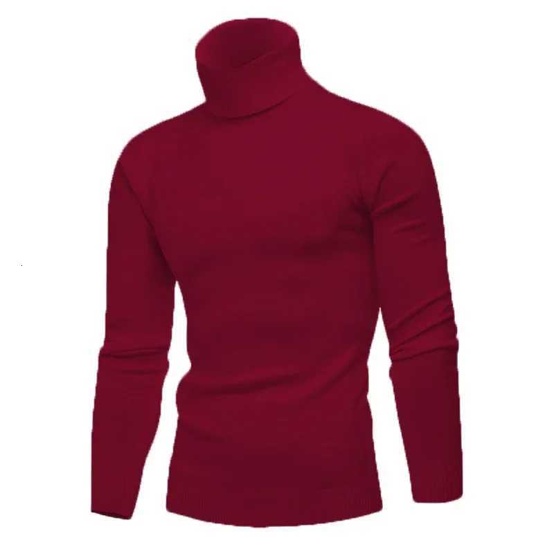 Man Autumn and Winter New Fashion Simple Solid Color Turtleneck Bottoming Sweaters Knitted Casual TopZ250918