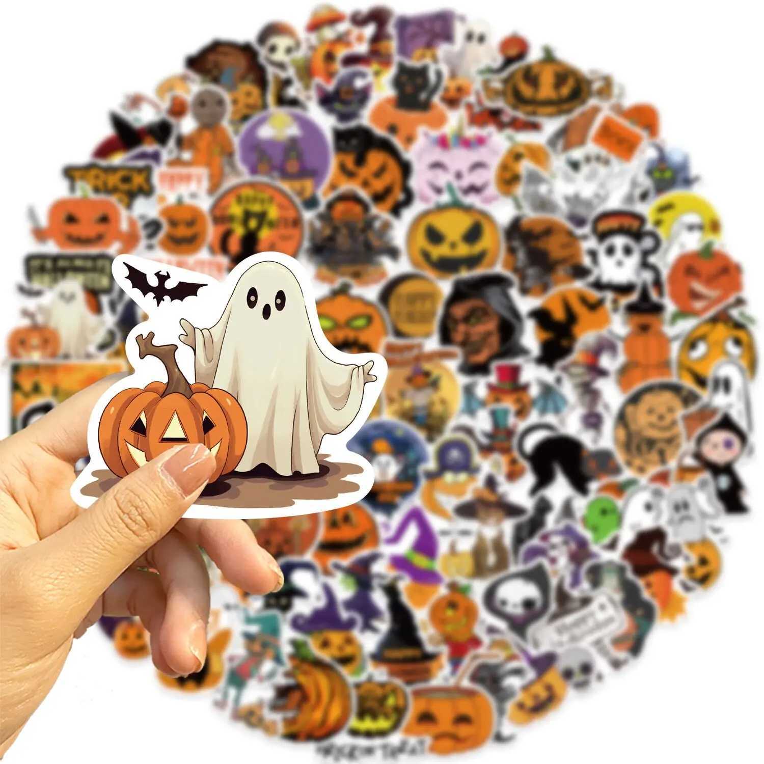 1050100pcs Gothic Halloween Ghost Witch Pumpkin Decorative Stickers DIY Notebook Guitar Skateboard Waterproof Cool Sticker Toy C250918