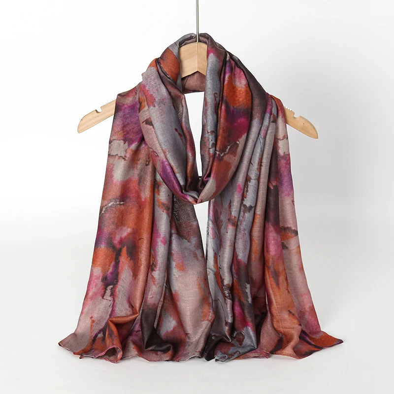 Womens Watercolor Hijab Scarf Bandana Headband Vintage Beach 180cm Long Handkerchief Bohemia Muslim Accessories 250917
