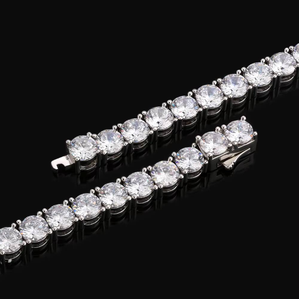 KRKC Hip Hop Jewelry Iceout Diamond Tennis Bracelet Tennis Necklace White Gold for Men and Women Fashion Jewelry