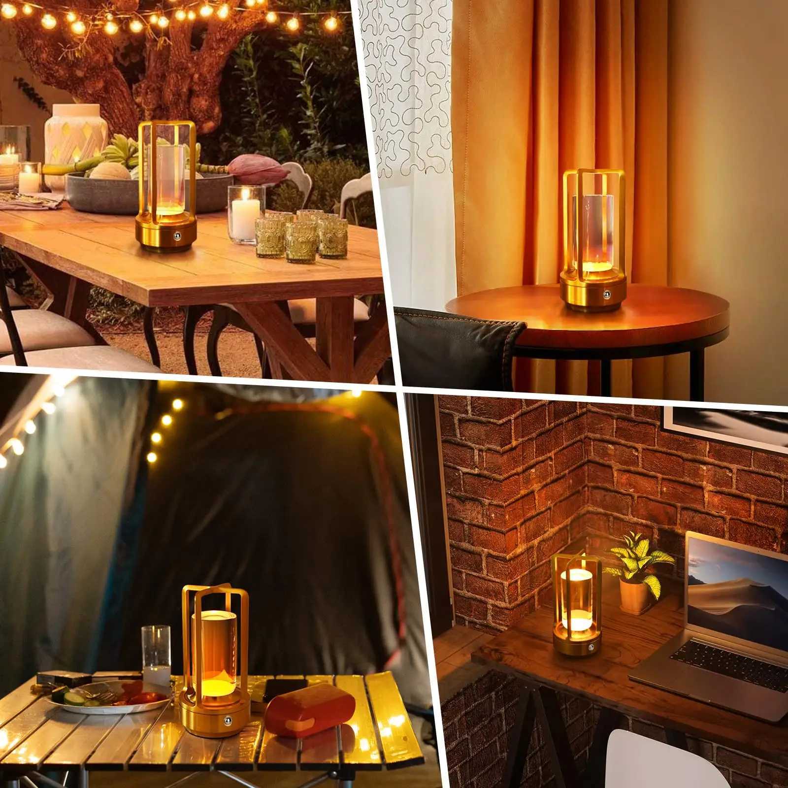 Retro LED Cordless Table Lamp Bar Metal Desk Lamps Touch Dimming Night Light Rechargeable Restaurant Bedroom Home Outdoor Decor Y2509241