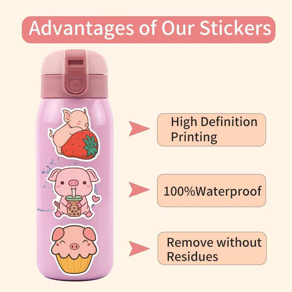 1055PCS Cartoon Pink Pig Kawaii Stickers Cute Animal Waterproof Creative Decal For Laptop Phone Fridge Guitar Skateboard Toys C250918