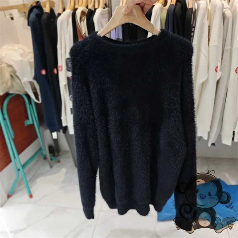 Big Jacquard SAINT Sweater Round Neck Sweatshirts Men Women Large White Pattern Label Knitt Sweater Black PulloversZ250918