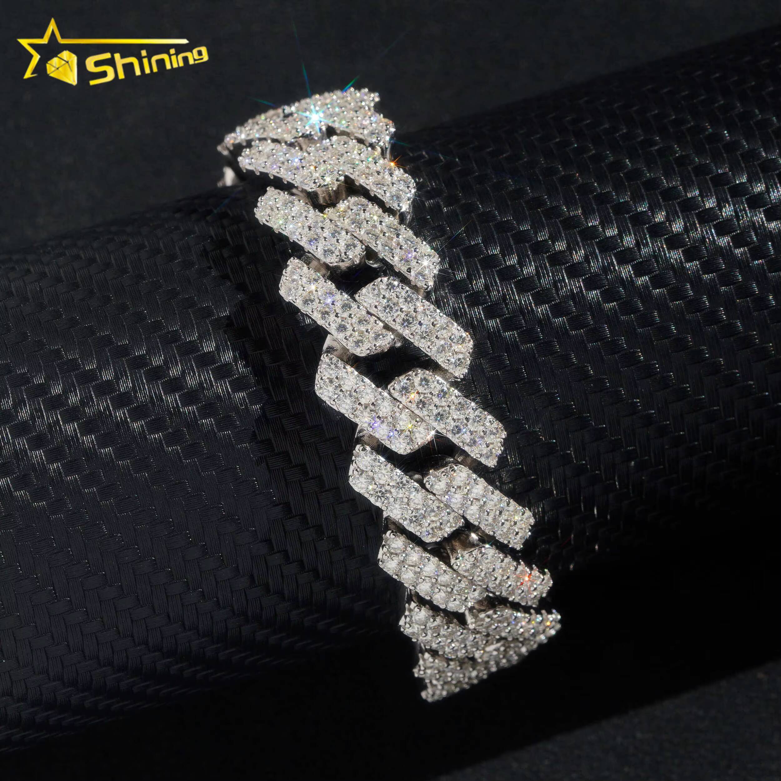 Mens Bracelet Moissanite 925 Sterling Silver Wholesale Price Iced Out Vvs Moissanite Diamond Jewelry Hip Hop Cuban Link Chain