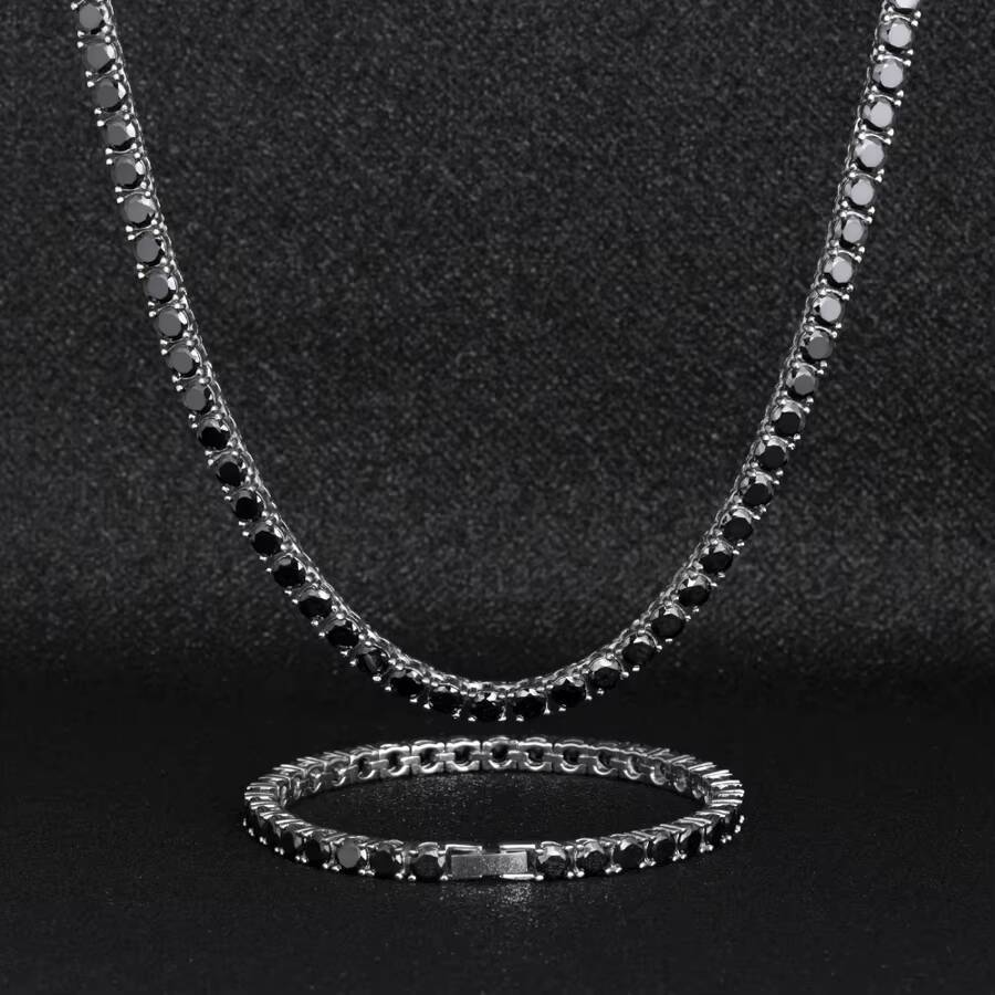 Women Men Crystal Moissanite Tennis Choker Chain Iced Out Jewelry Set Hip Hop Brass Diamond Tennis Chain Moissanite Tennis Necklace