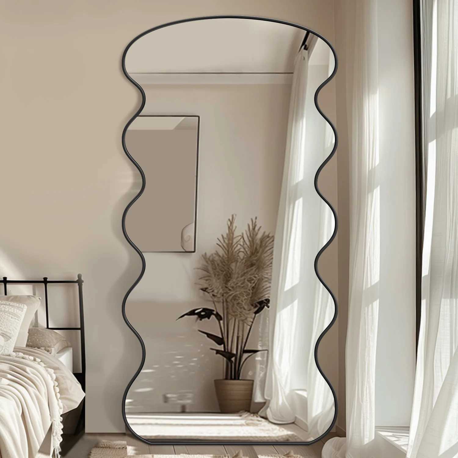 Antok Fl Length Mirror 76x34 Wavy Mirror Fl Length with Stand for Bedro Living Ro Cloakro F250918