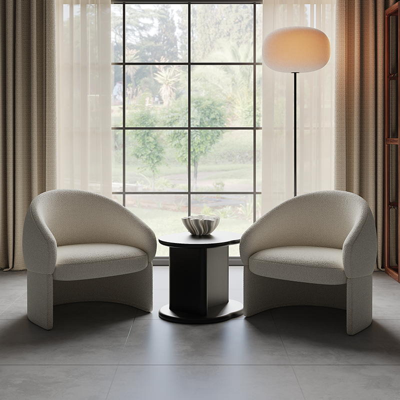 Living Room Furniture Modern Mushroom - Shaped Light Grey Fabric Lounge Chair for Living Room & Office