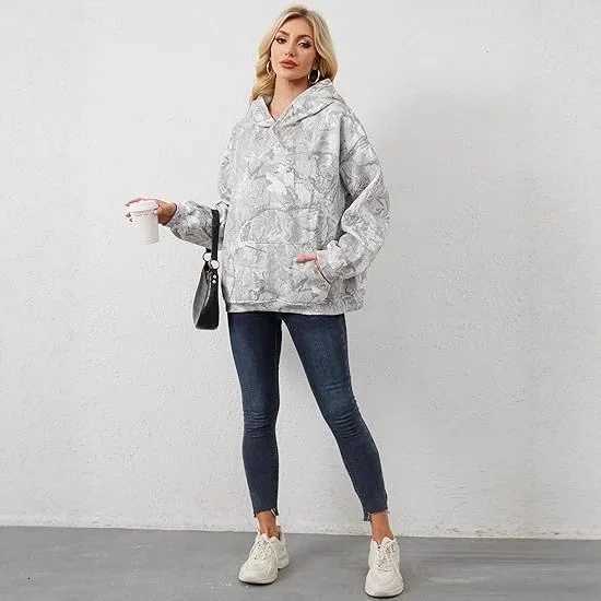 2025 autumn and winter crossborder womens casual loose hooded new personalized printed womens hoodie from Europe and AmericaZ250918