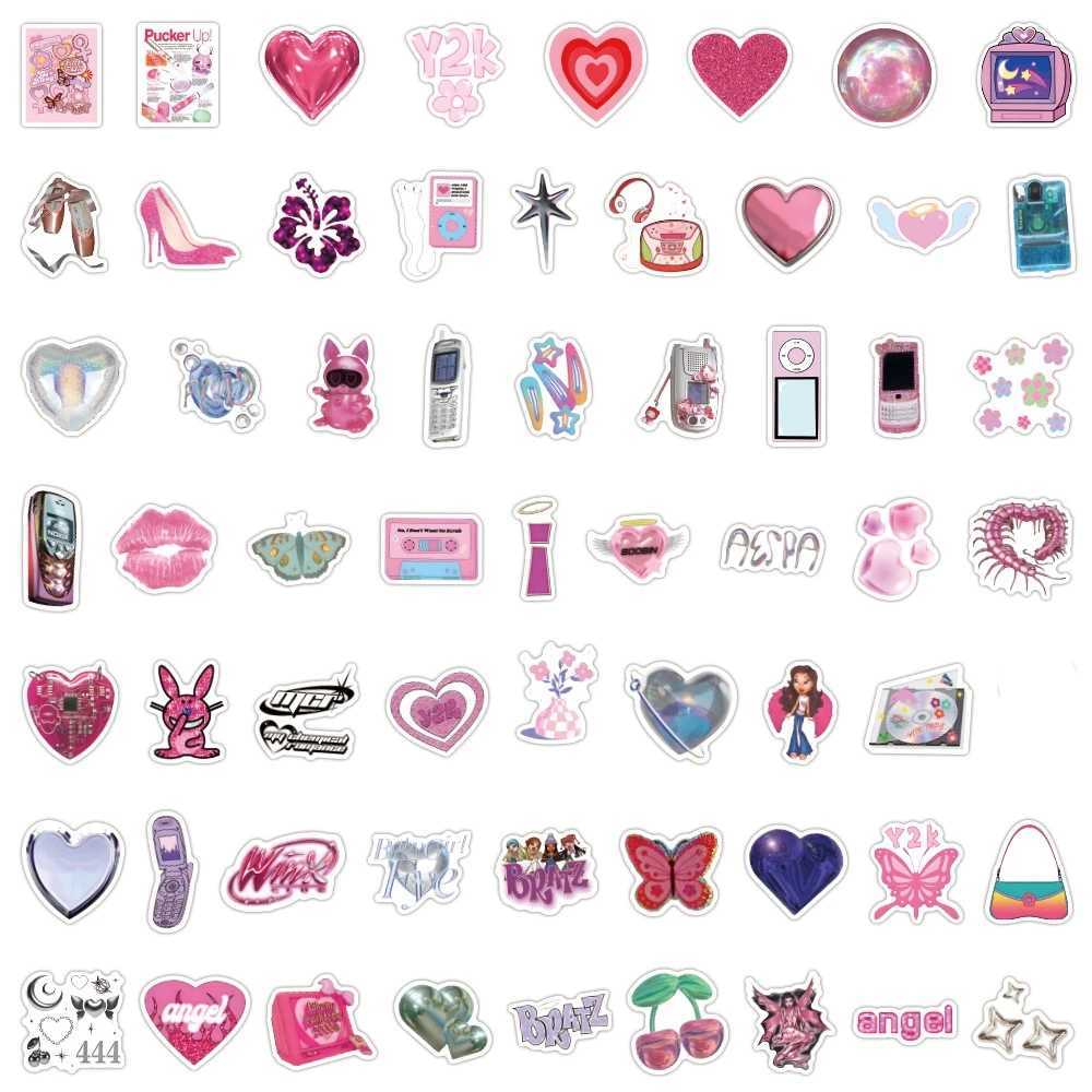 103060120pcs Retro Pink Y2K Stickers For Suitcase Skateboard Laptop Luggage Phone Car Styling DIY Decal Pegatinas C250918