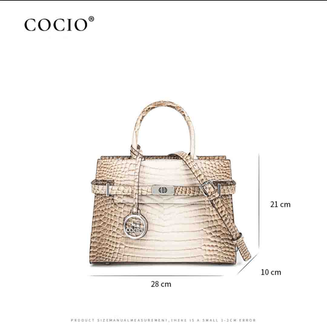 COCIO hot Free delivery designer tote bag Crocodile texture handbag white minimalist women bag
