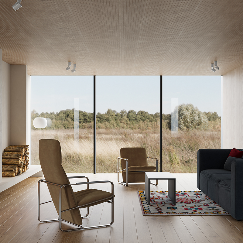 Living Room Furniture Modern Grey Upholstered Kite - Shaped Lounge Chair with Stainless Steel Frame