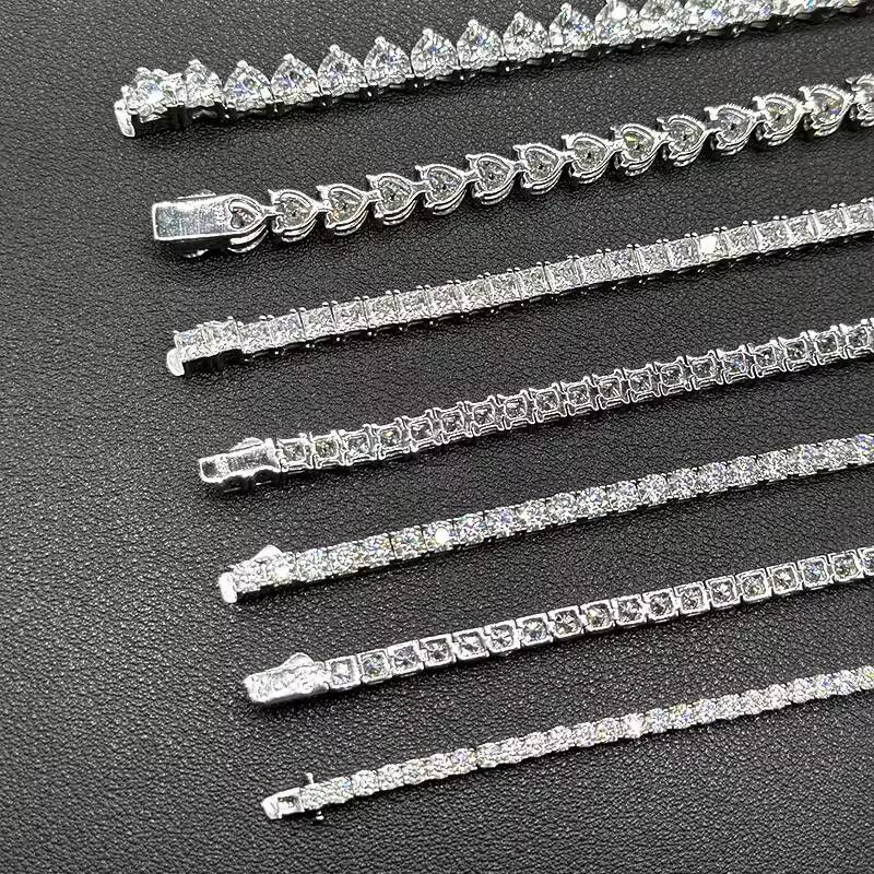 Mossanite Tennis Chain 925 Sterling Silver Mens Women Hip Hop Chain VVS Moissanite Tennis Chain Bracelet Necklace
