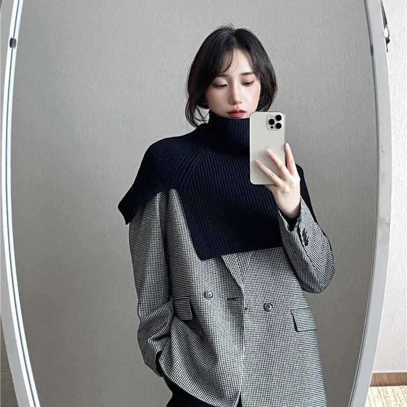 Wool Knitted Shl for Wen Winter Pr Scarf Fake Collar Warm Neck Covers Outdoor Windproof Turtleneck Shls Y250918