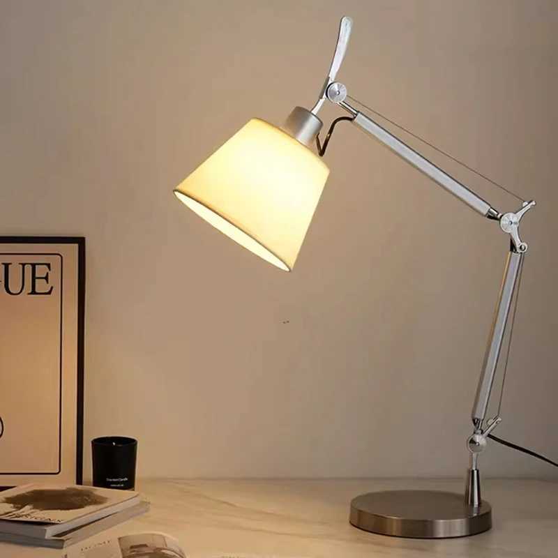 White Lampshade Table Lamp E27 Bulb Silver Metal EU AU US Plug Desk Light For Bedroom Foyer Reading Study C250918