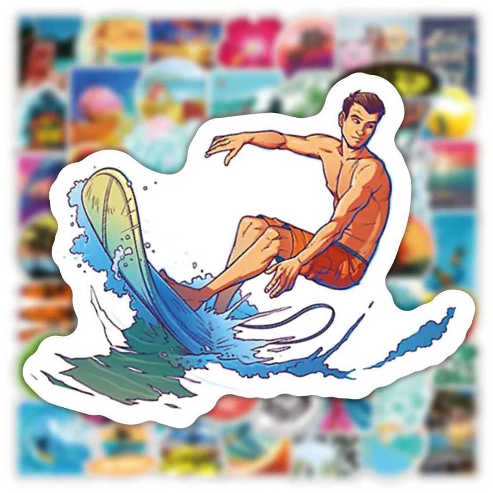103050100PCS Hawaii Summer Surfing Stickers Tropical Beach Surf Decals Travel Luggage Surfboard Water Bottle Sticker Toy C250918