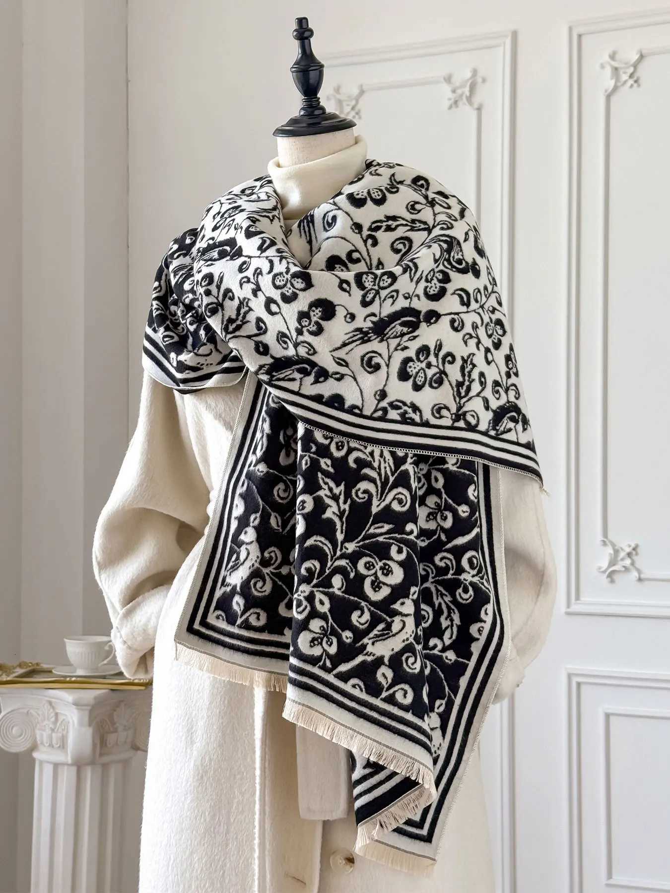 Prum Printed Scarf for Ladies Toasty Winter Faux Cashmere Shls Fem P Blanket Wrs Stole Y250918