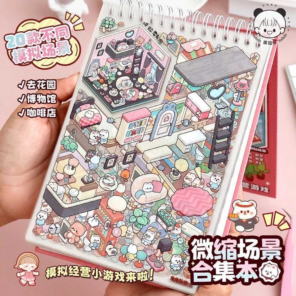20Pcs Scenes Cartoon Landscape Sticker Book Forest Village DIY 3D Sticker Cabin Scene Pocket Birthday Gift for Kid Child Student C250918